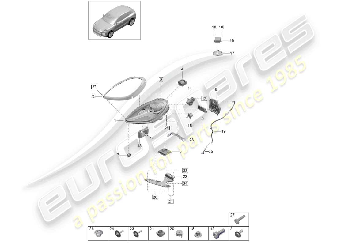porsche 2021 (macan) led-scheinwerfer pdls pdls+ ersatzteildiagramm