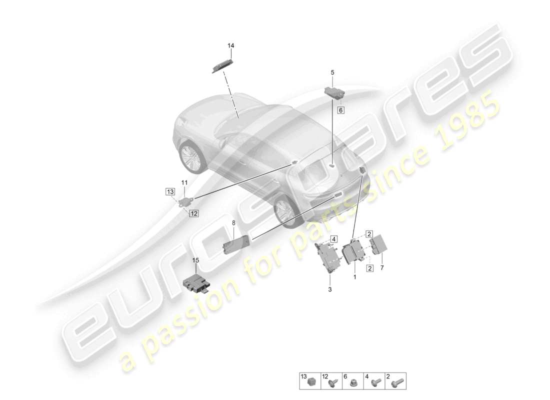 porsche 2021 (macan) steuergeräte heckteil teilediagramm