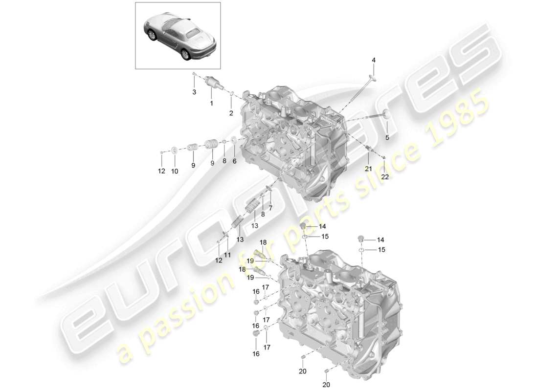 porsche 2021 (718 boxster) zylinderkopf zubehör einlass-/auslassventil teilediagramm