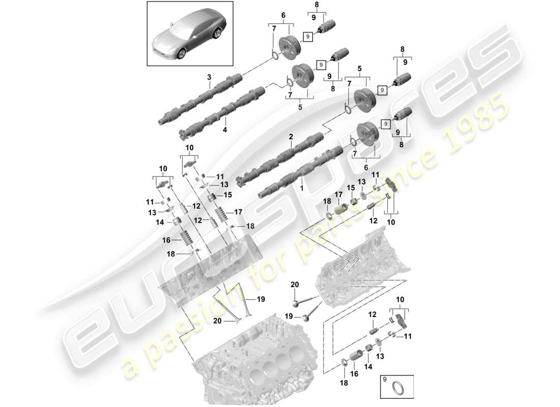 porsche 2021 (panamera 971-1) nockenwelle, ventile ersatzteildiagramm