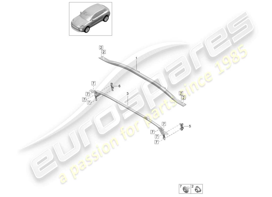 porsche 2021 (macan) domstrebe vorderes ende teilediagramm