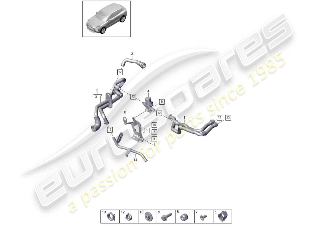 porsche 2021 (macan) heizung r4 2,0l tfsi wasserkasten für modelle mit zusatzheizung d - mj 2020>> ersatzteildiagramm