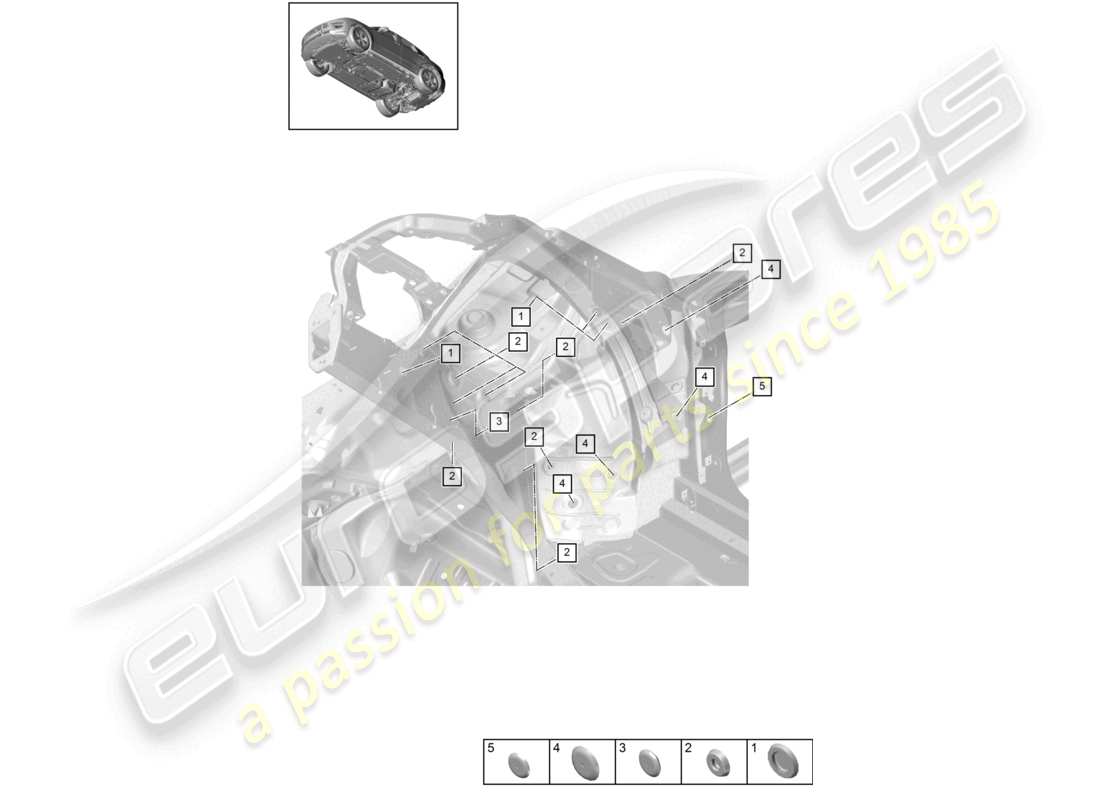 porsche 2021 (macan) stopfen vorderwagen radkasten teilediagramm