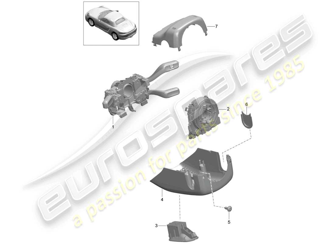 porsche 2021 (718 boxster) lenkstockschalter ersatzteildiagramm