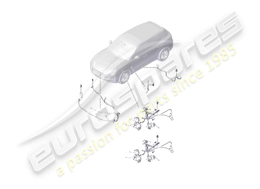 porsche 2024 (cayenne e3 pa) kabelbäume motorraum teilediagramm