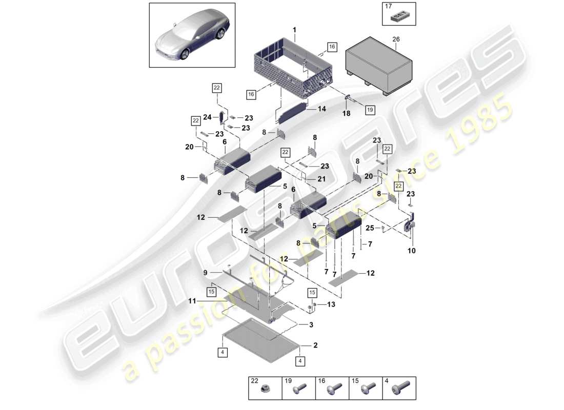 porsche 2021 (panamera 971-1) hochvoltbatterie hybrid einzelteile teilediagramm