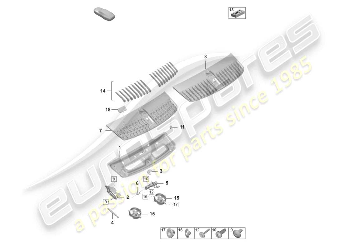 porsche 2024 (992-1) heckklappe/kofferraumdeckel ersatzteildiagramm