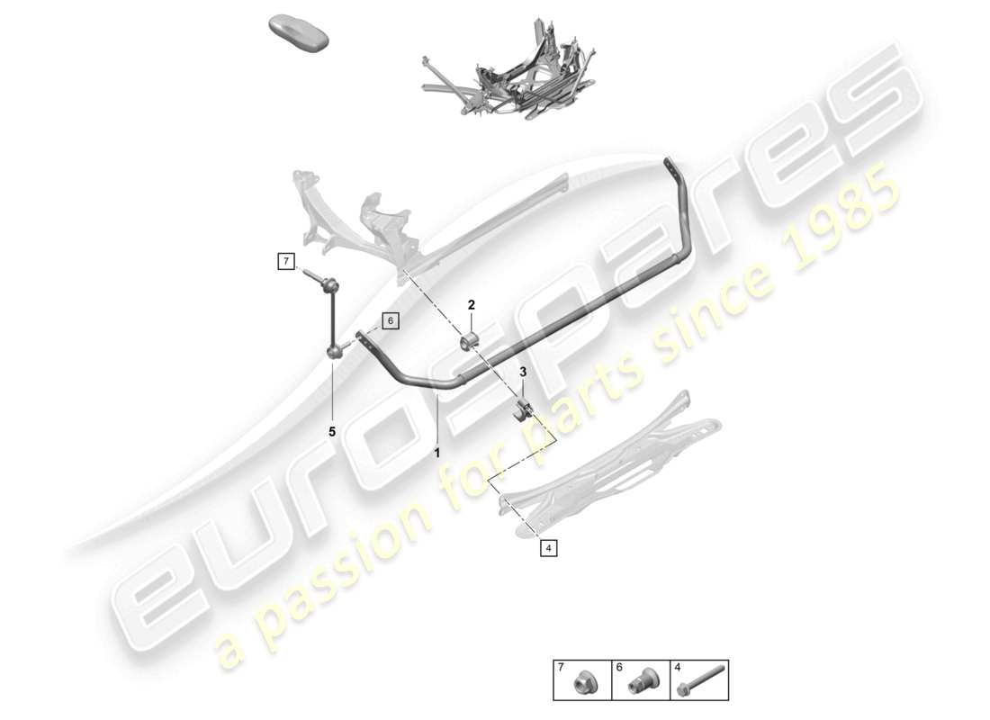 porsche 2021 (718 cayman gt4) stabilisator-ersatzteildiagramm
