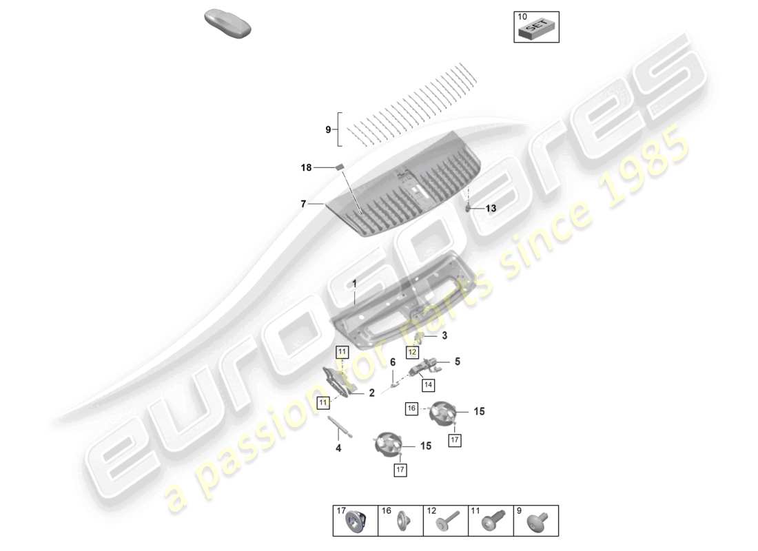 porsche 2020 (992-1 turbo / s) heckklappe/kofferraumdeckel ersatzteildiagramm