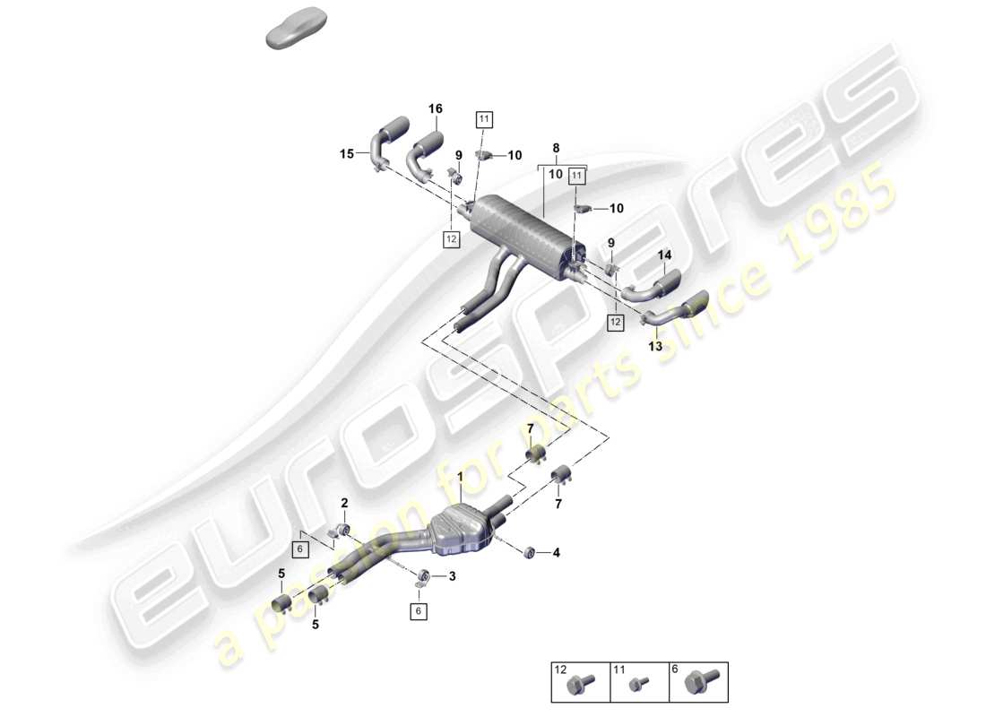 porsche 2025 (cayenne e3 pa) abgasanlage vorschalldämpfer nachschalldämpfer endrohr teilediagramm