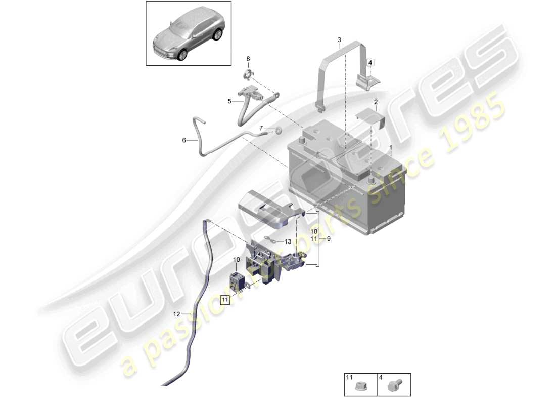 porsche 2021 (macan) batterie teilediagramm