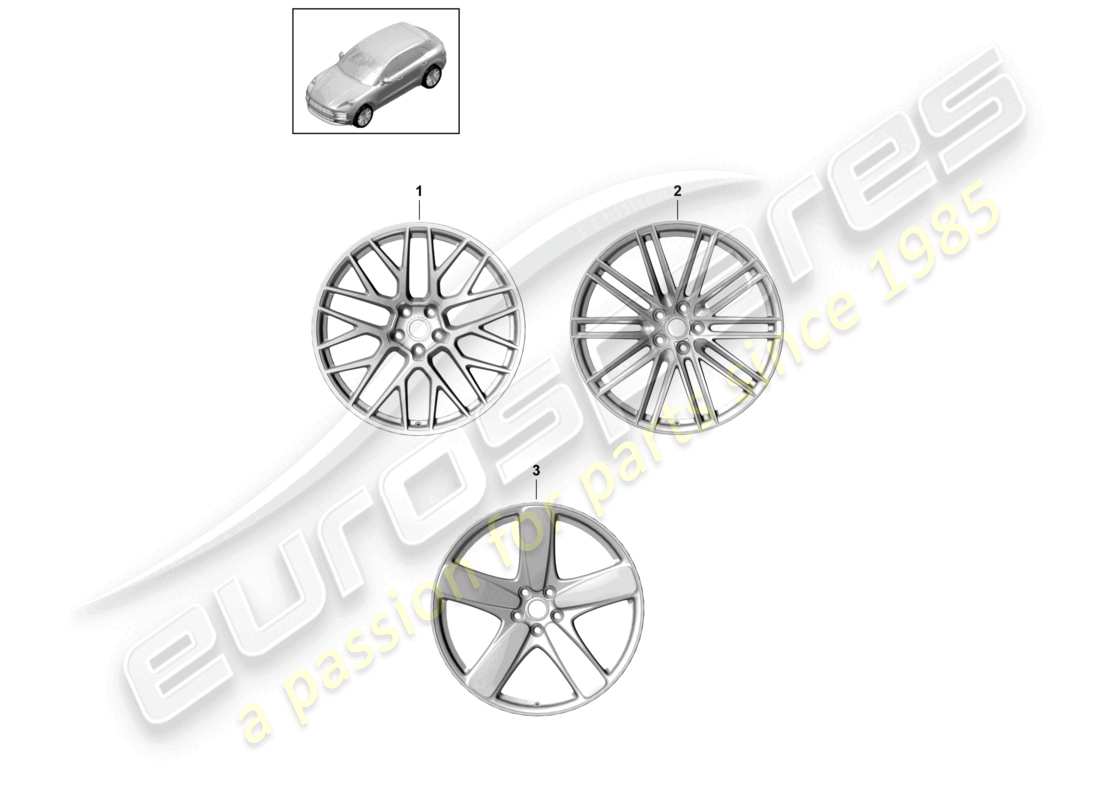 porsche 2021 (macan) leichtmetallrad 21 ersatzteildiagramm
