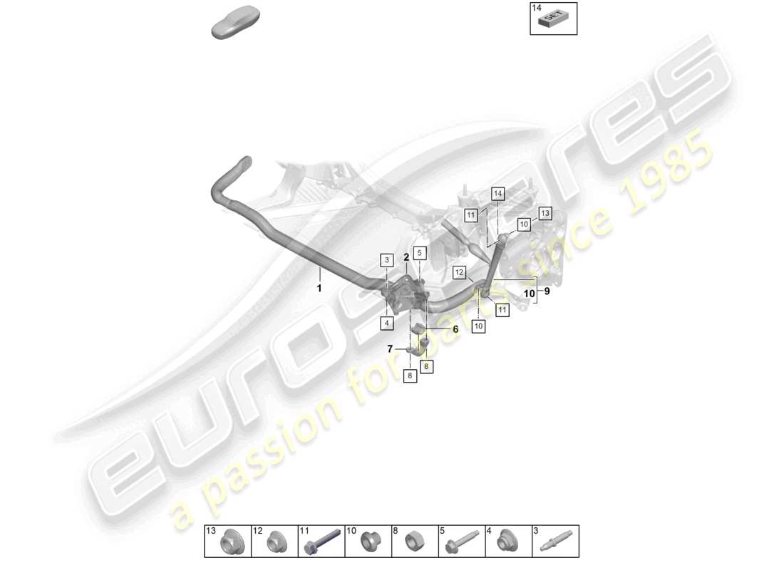 porsche 2024 (992-2 gt3/rs/st) stabilisator koppelstange weissach-paket teildiagramm