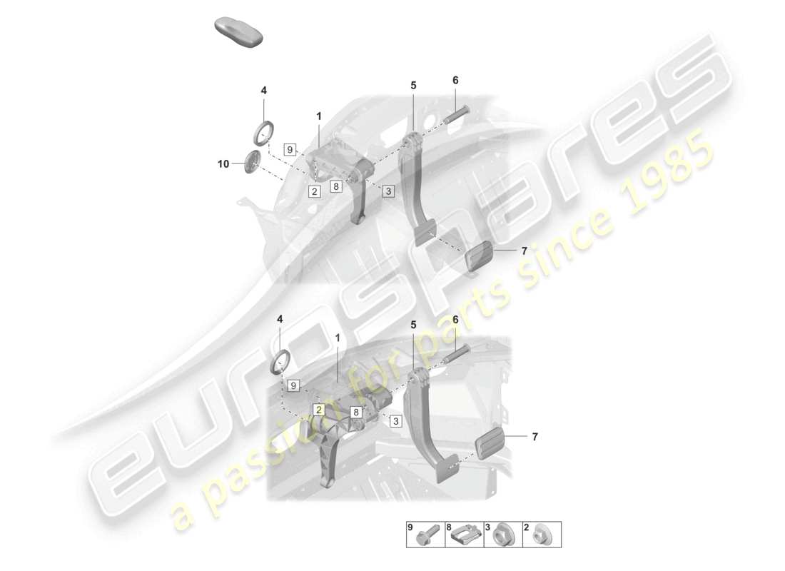 porsche 2021 (992-1) bremspedal für 8-speed automatikgetriebe ersatzteildiagramm