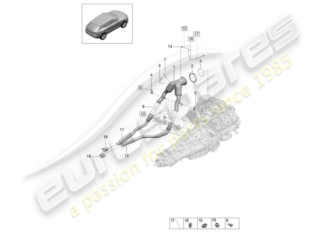 porsche 2021 (macan) katalysator benzinpartikelfilter lambdasonde teilediagramm