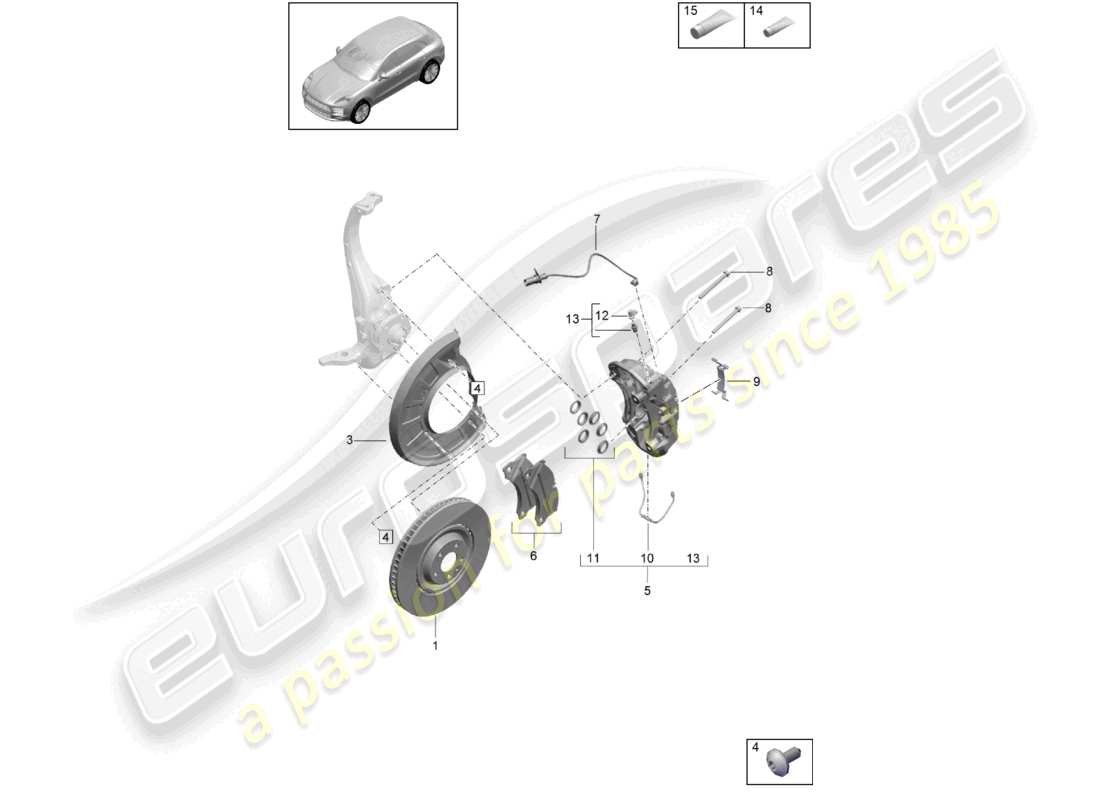 porsche 2021 (macan) scheibenbremse vorderachse schwarz d - mj 2022>> ersatzteildiagramm
