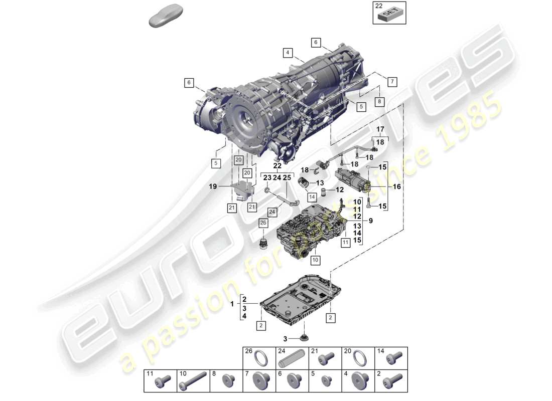 porsche 2023 (cayenne e3 pa) 8-speed automatikgetriebe für allradantrieb mechatronik mit software ölpumpe getriebeölkühler getriebeölwanne teilediagramm