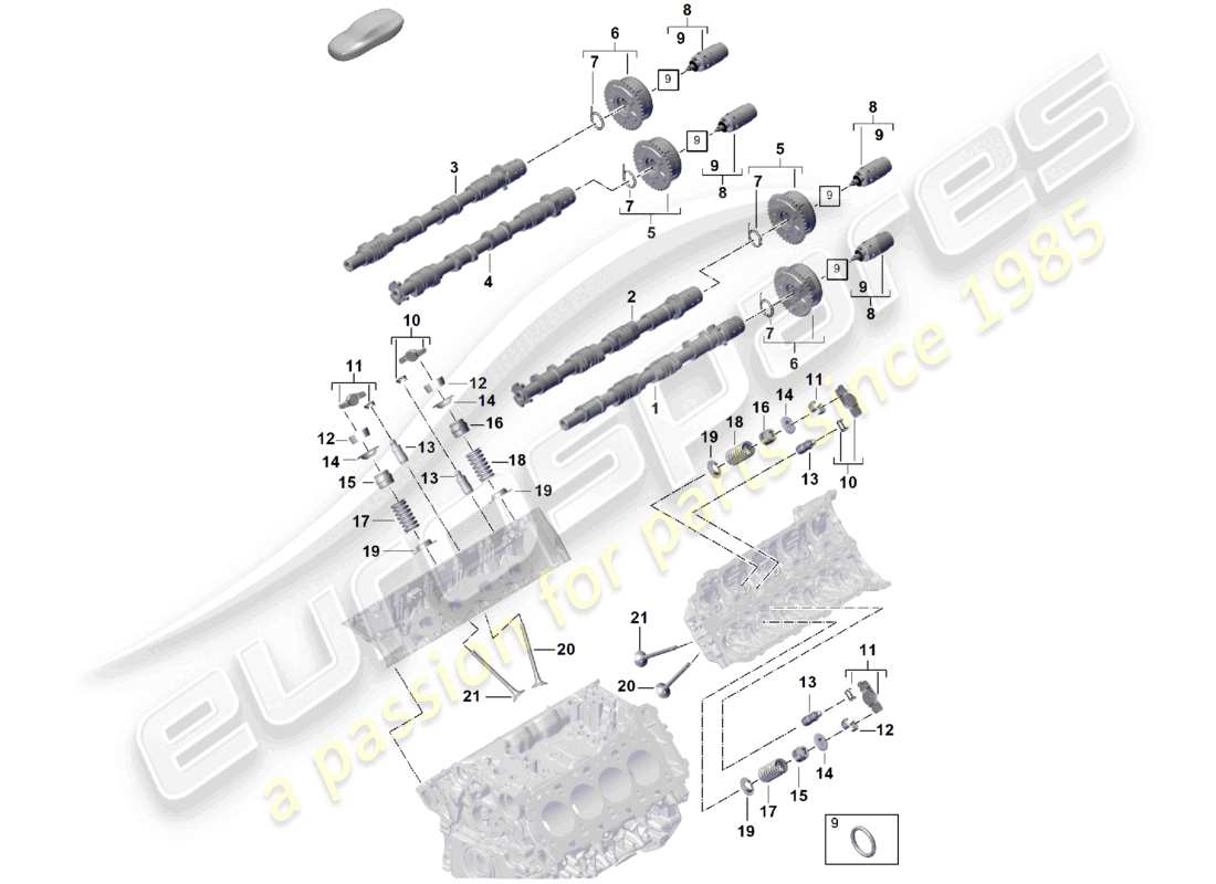 porsche 2023 (cayenne e3 pa) nockenwelle, ventile, nockenwellenversteller, ersatzteildiagramm