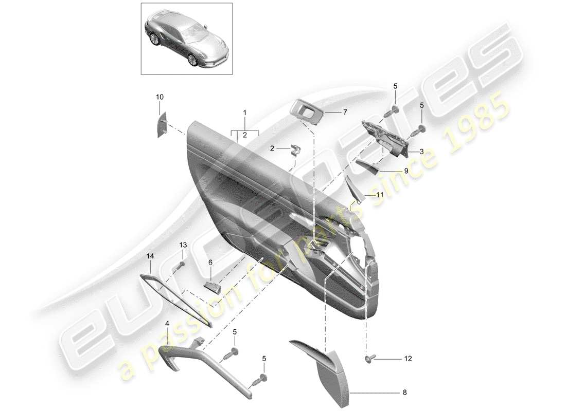 porsche 2018 (991-2 turbo) türplatte teilediagramm