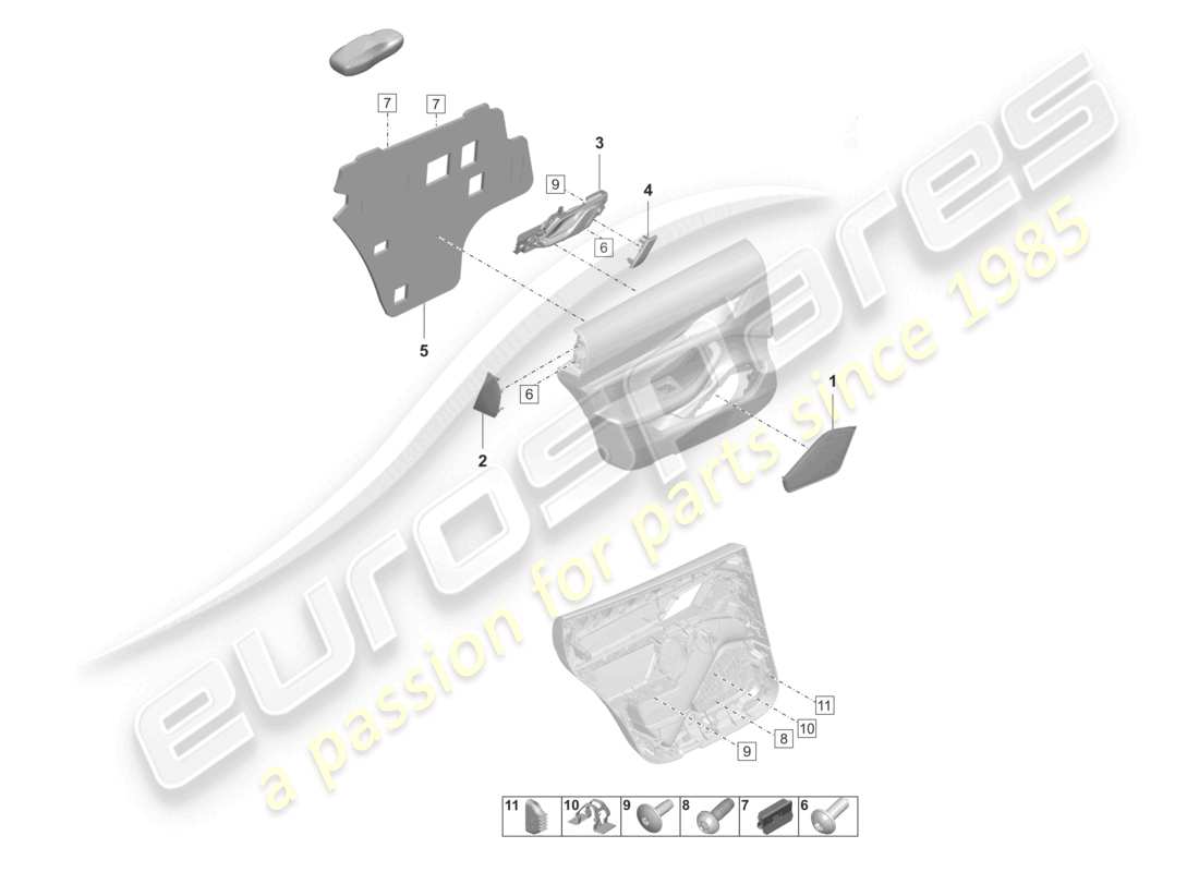 porsche 2022 (taycan 9j1-1) türverkleidung hinten zubehör befestigungsteile teileübersicht