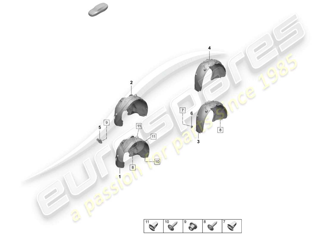 porsche 2025 (macan-e) radhausschale vorne und hinten zubehör teilediagramm