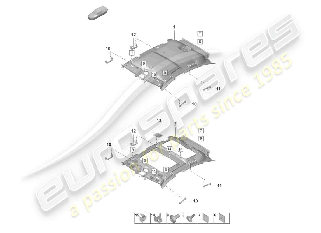 porsche 2022 (panamera 971-2) dachverkleidung - teilediagramm