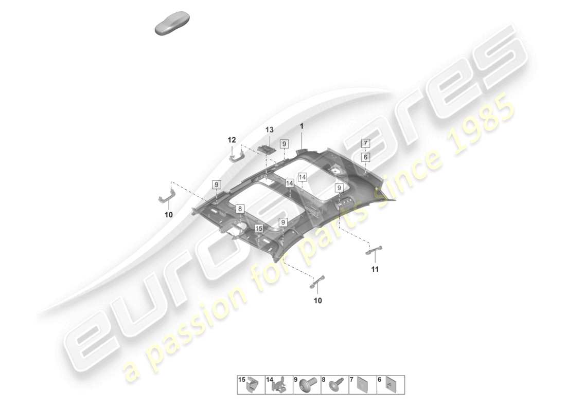 porsche 2023 (panamera 971-2) dachverkleidung zubehör teilediagramm