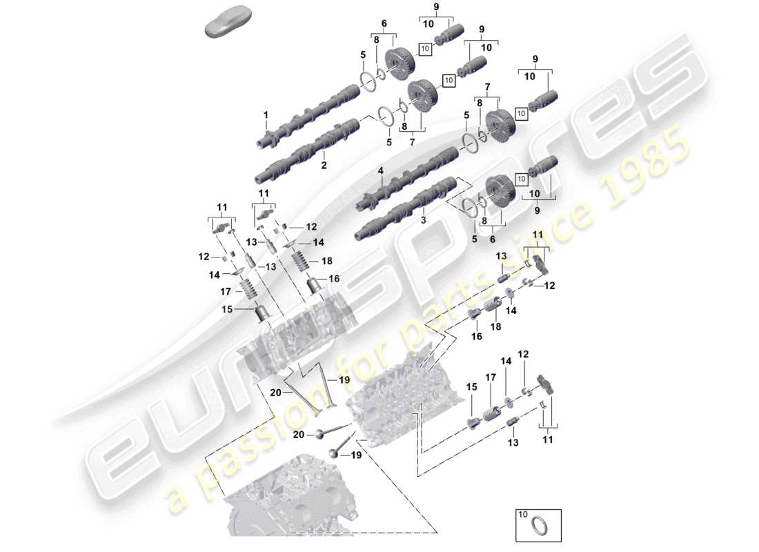 porsche 2023 (cayenne e3 pa) nockenwelle, ventile, nockenwellenversteller, ersatzteildiagramm
