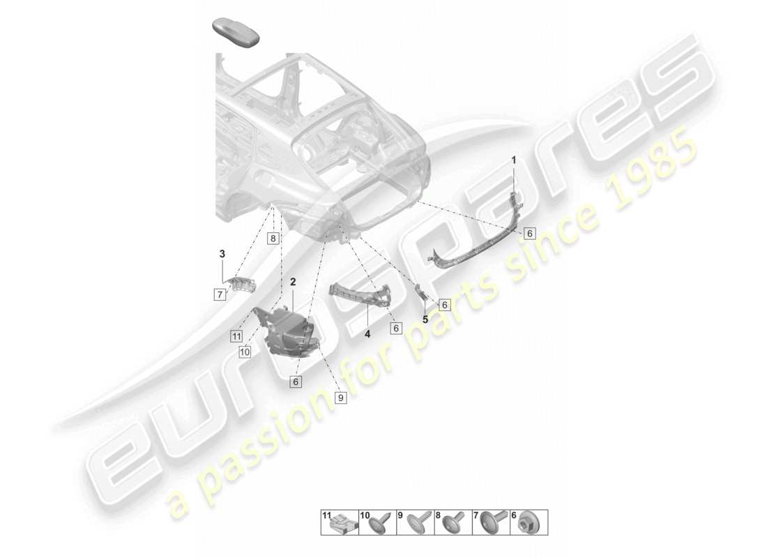 porsche 2022 (panamera 971-2) befestigungselemente heckstoßstange sport turismo teilediagramm