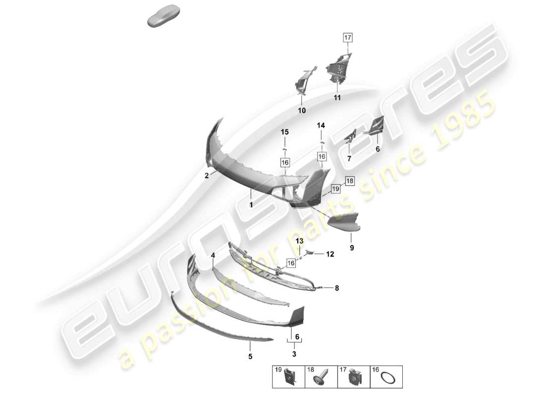 porsche 2026 (taycan 9j1-2) stoßstange vorne sondermodell teilediagramm