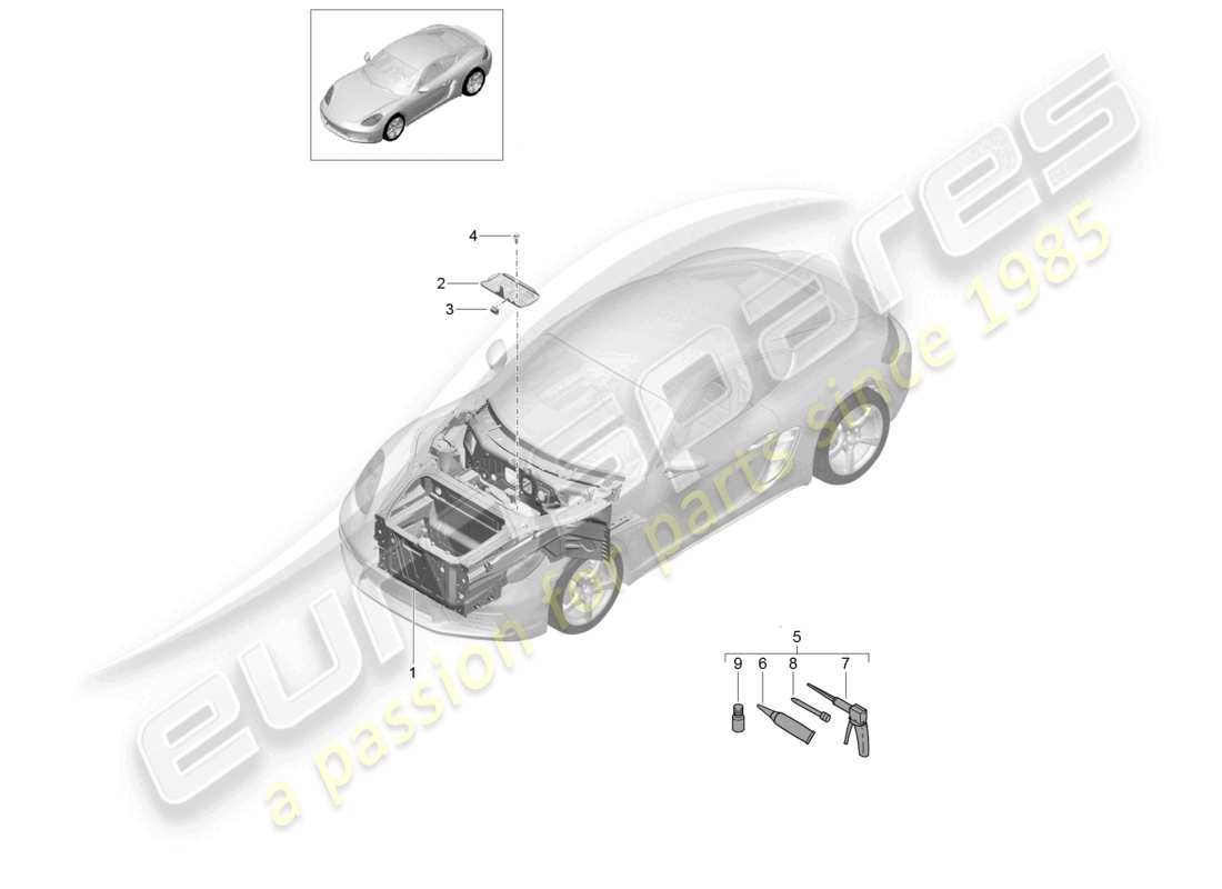 porsche 2022 (718 cayman) frontend (komplett) teilediagramm