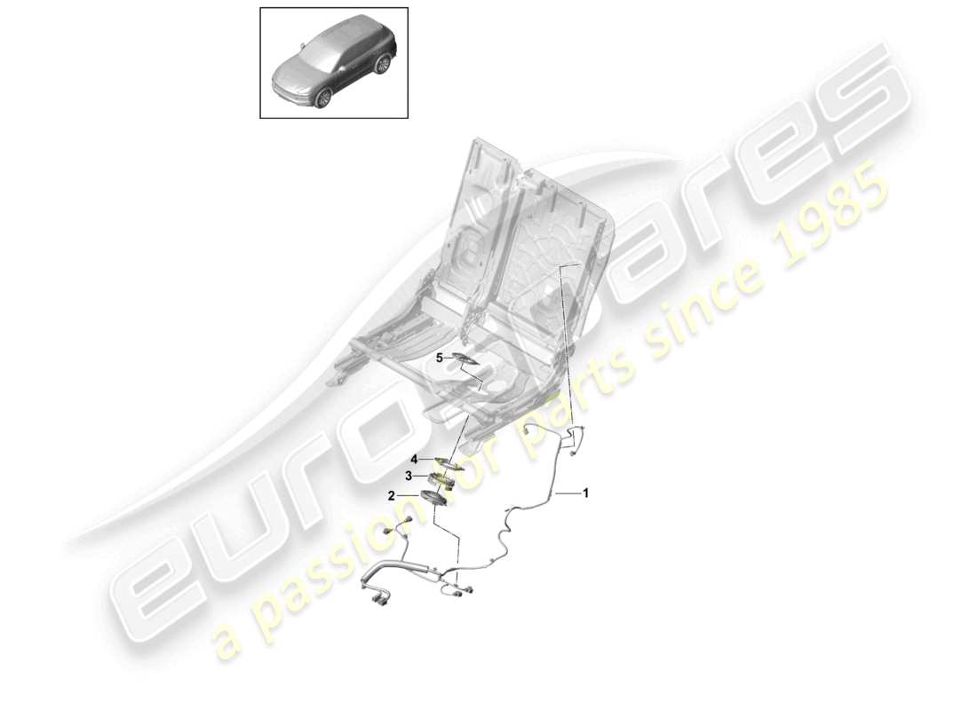 porsche 2024 (cayenne e3 9ya/9yb) kabelsatz rücksitz standardsitz komfortsitz sportsitz teilediagramm