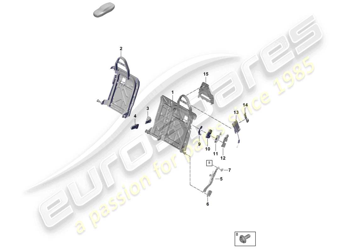 porsche 2026 (panamera 976) rückenlehnenrahmen standardsitz teilediagramm
