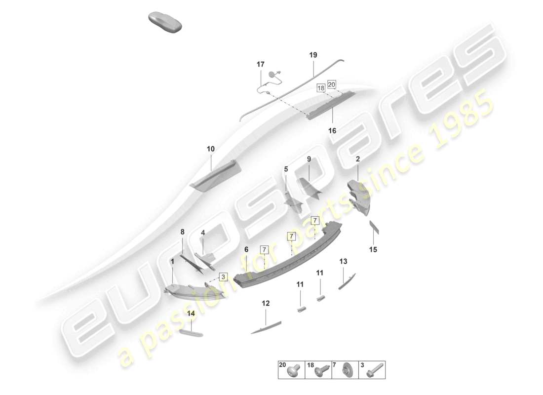 porsche 2023 (taycan 9j1-1) rücklicht zusätzliches bremslicht kennzeichenlicht teilediagramm