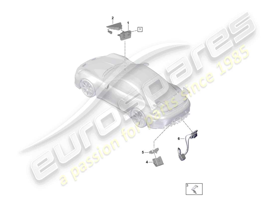 porsche 2025 (992-2 gt3) frontkamera für fahrerassistenzprogramme rückfahrkamera real top view teileübersicht