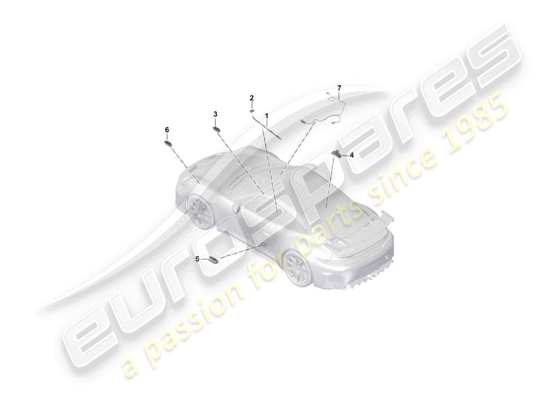 porsche 2025 (992-2 gt3) innenleuchte türwarnleuchte fußraumleuchte teileübersicht