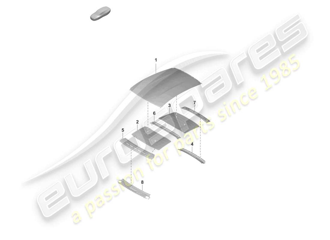 porsche 2023 (taycan 9j1-1) äußeres dachpaneel dämpfungsteildiagramm