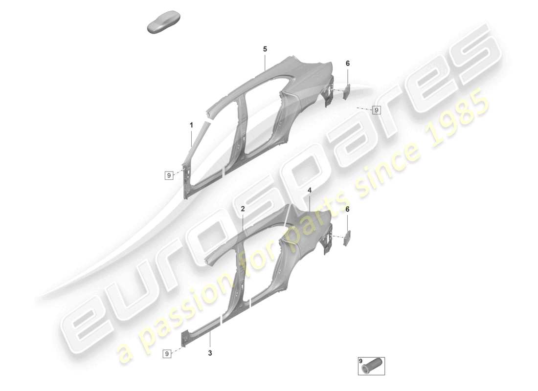 porsche 2021 (taycan 9j1-1) schnittteil - seitenteil teilbild