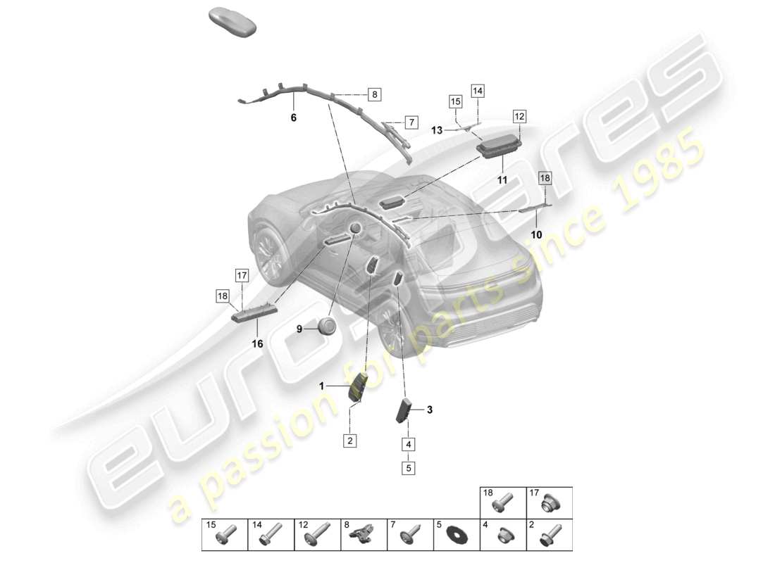porsche 2025 (macan-e) airbag teilediagramm