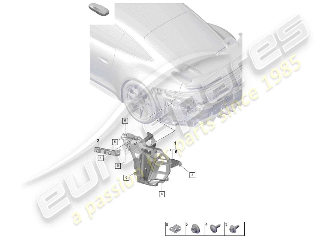 porsche 2025 (992-2 gt3) stoßfänger hinten befestigungsteile teilediagramm