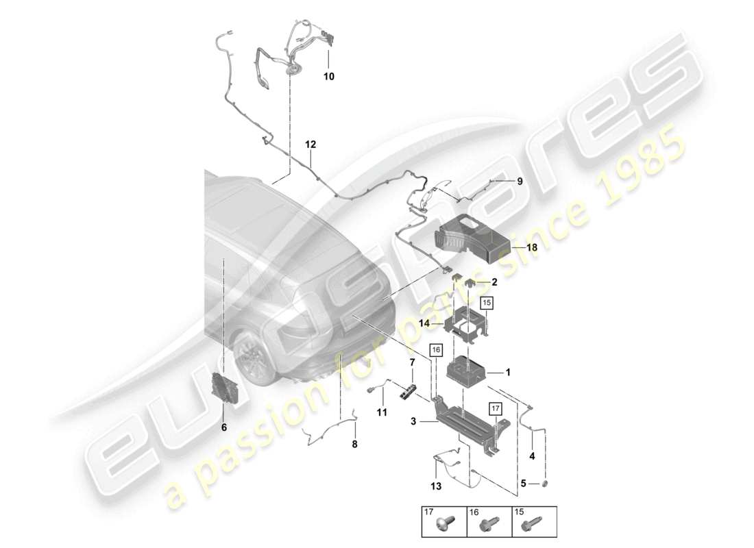 porsche 2024 (cayenne e3 9ya/9yb) batterie 48 volt teilediagramm