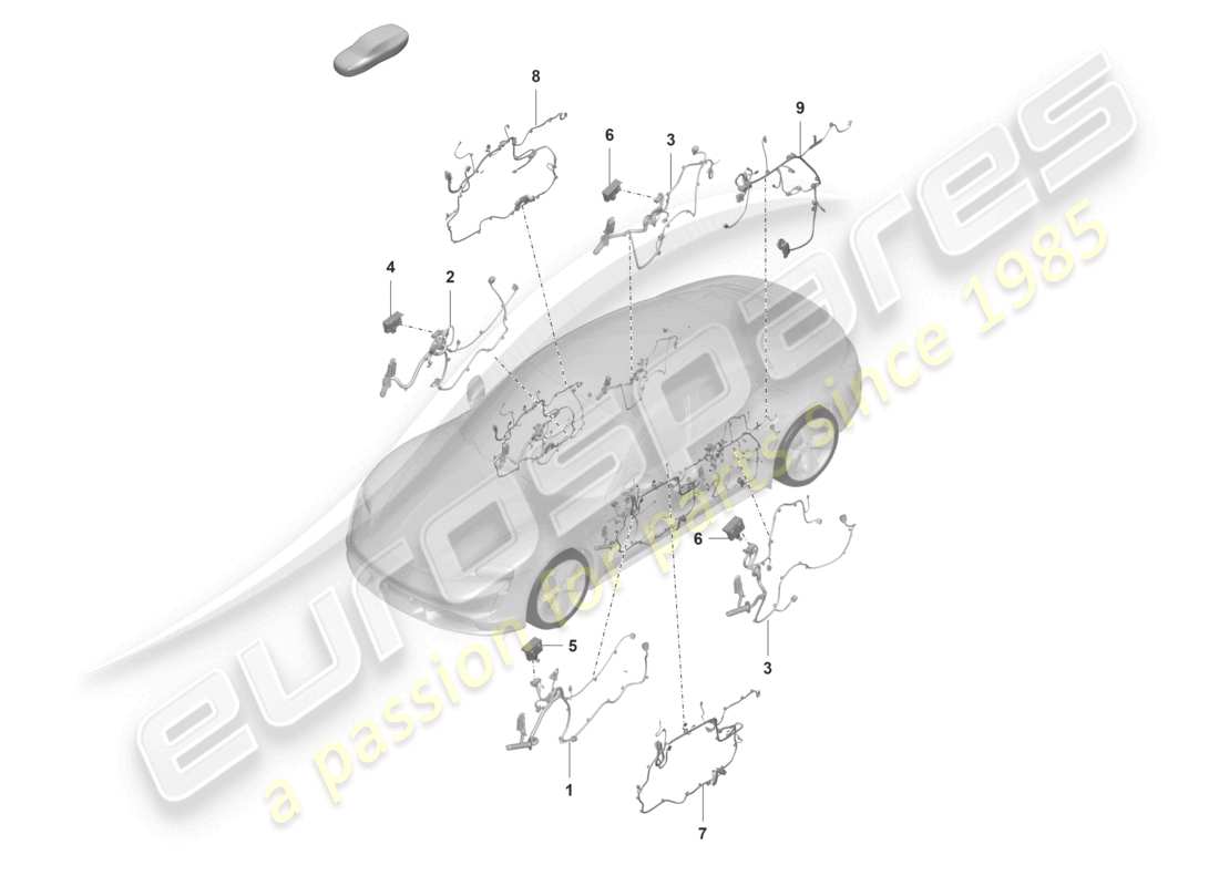 porsche 2023 (taycan 9j1-1) verkabelung halbrund für türinnenverkleidung teilediagramm