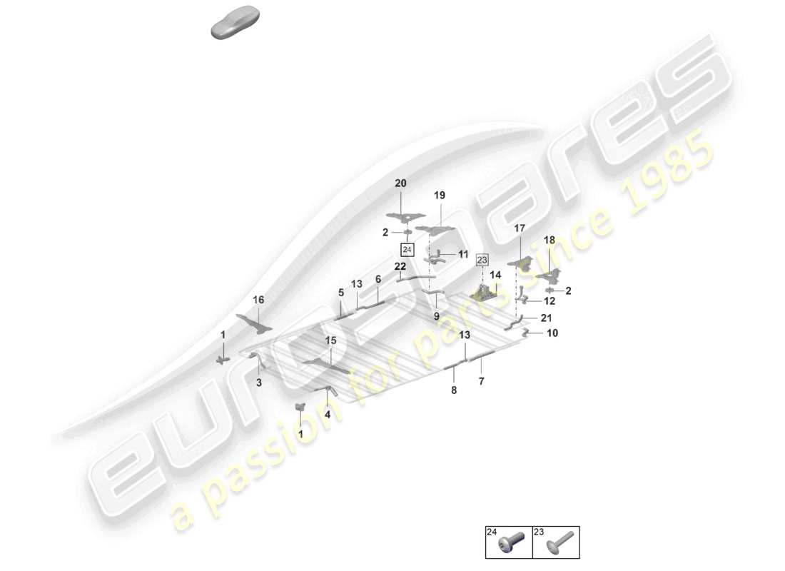 porsche 2023 (taycan 9j1-1) ersatzbatterie kühlmittelkühlsystem teilediagramm