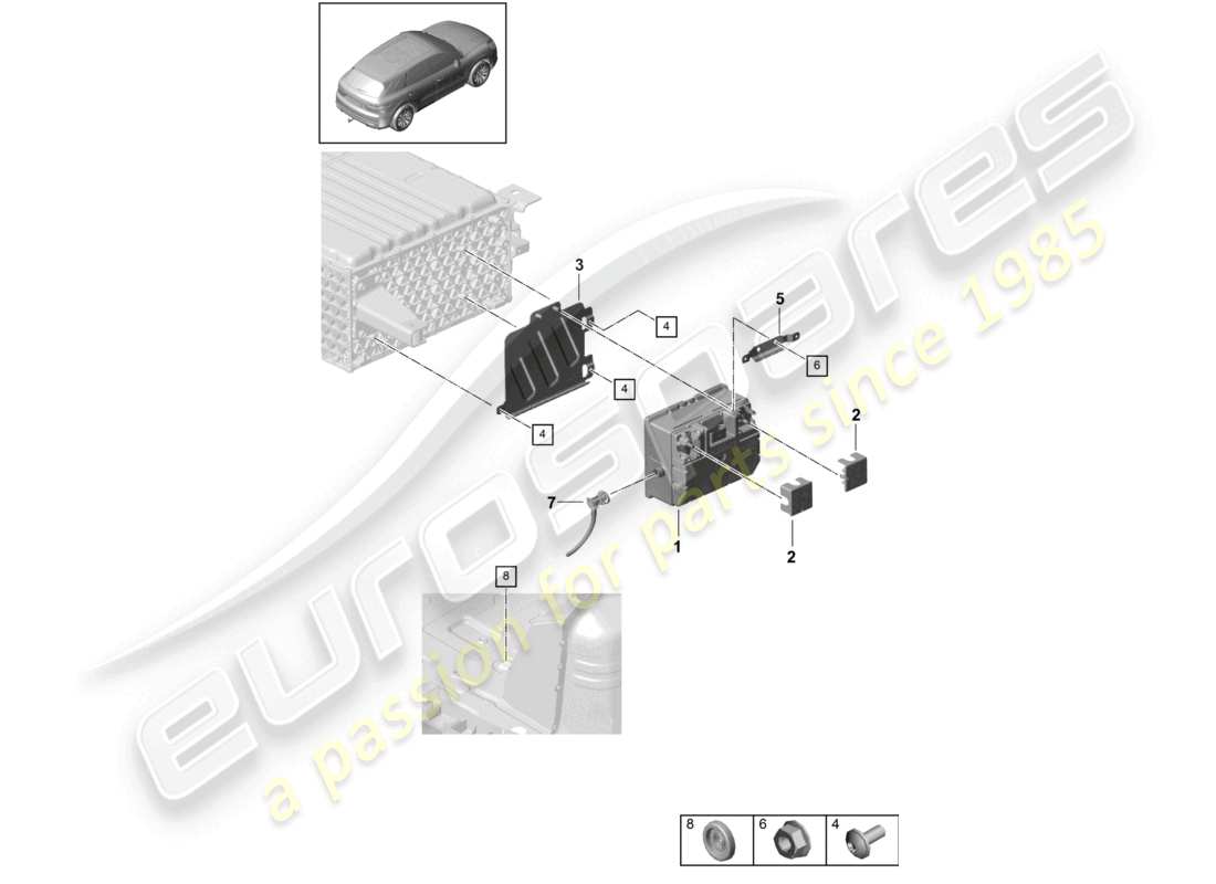porsche 2024 (cayenne e3 9ya/9yb) batterie 48 volt teilediagramm