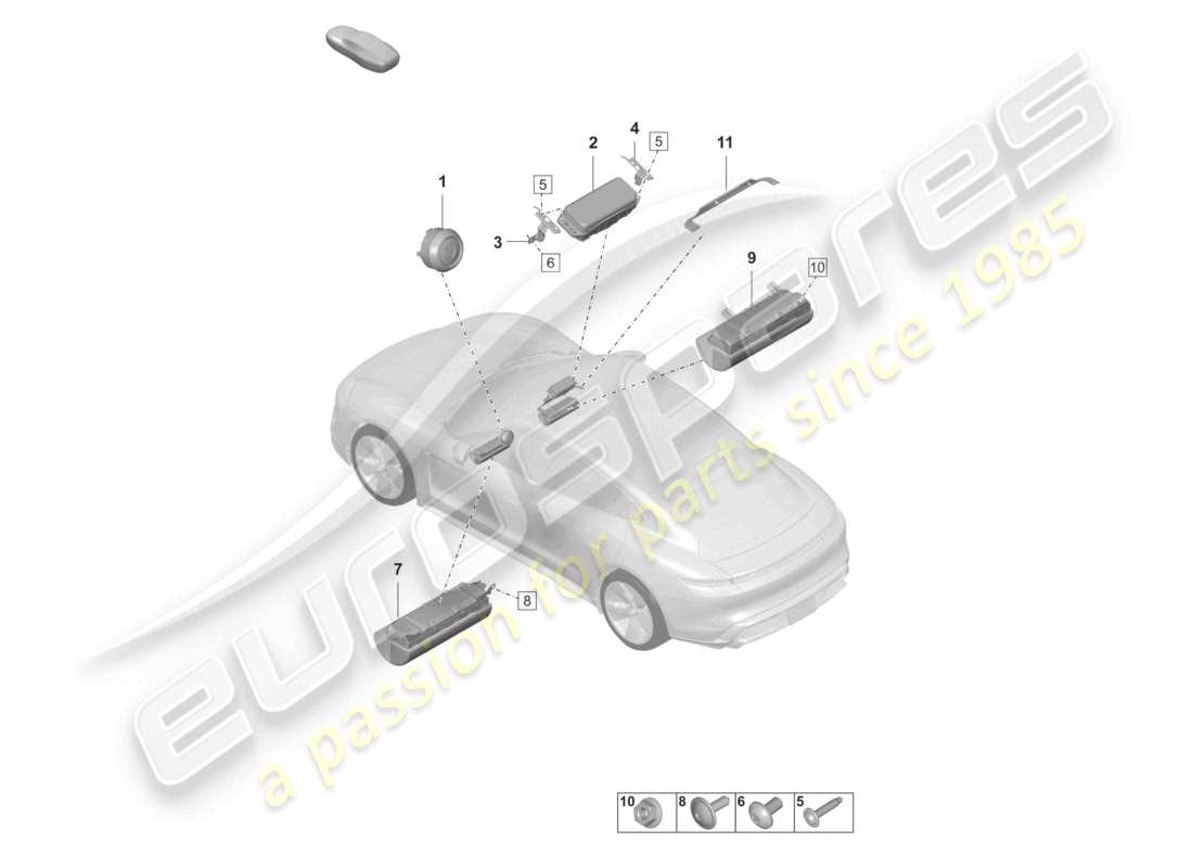 porsche 2023 (taycan 9j1-1) airbag-teilediagramm
