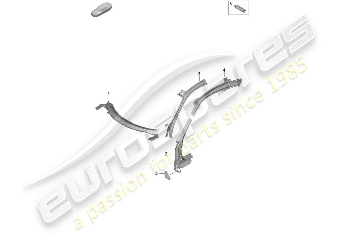 porsche 2025 (992-2 gt3) teilediagramm für den inneren/äußeren windlauf der a-säule
