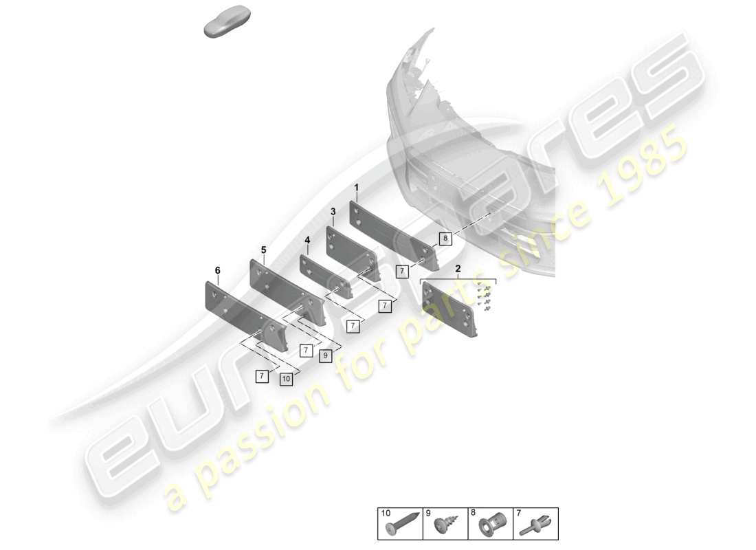 porsche 2025 (panamera 976) kennzeichenhalter ersatzteildiagramm