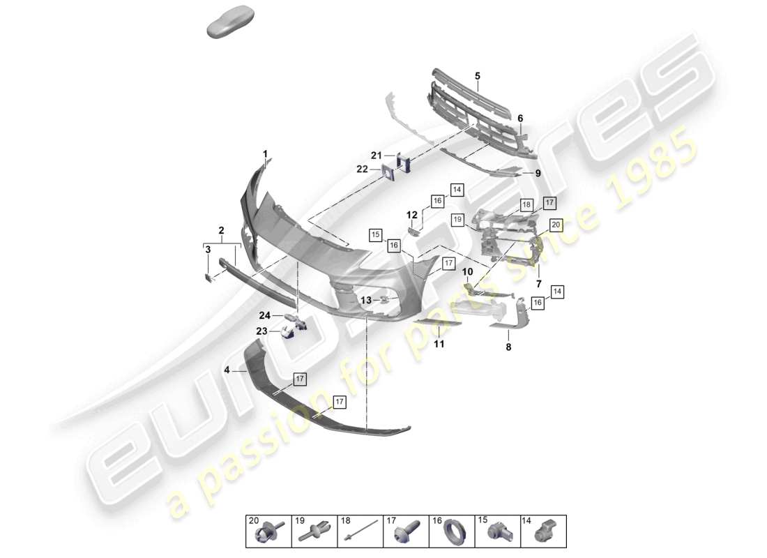 porsche 2025 (panamera 976) stoßstange vorne, ersatzteildiagramm