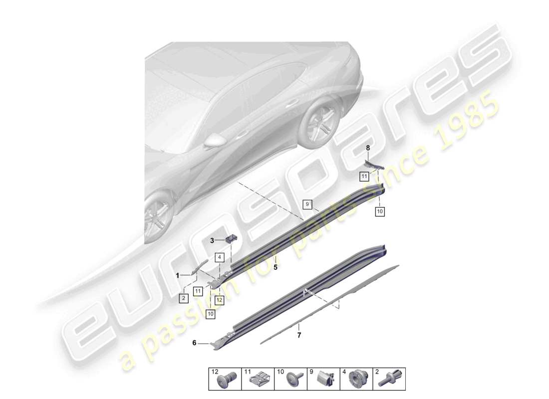 porsche 2025 (panamera 976) seitenträgerverkleidung teilediagramm