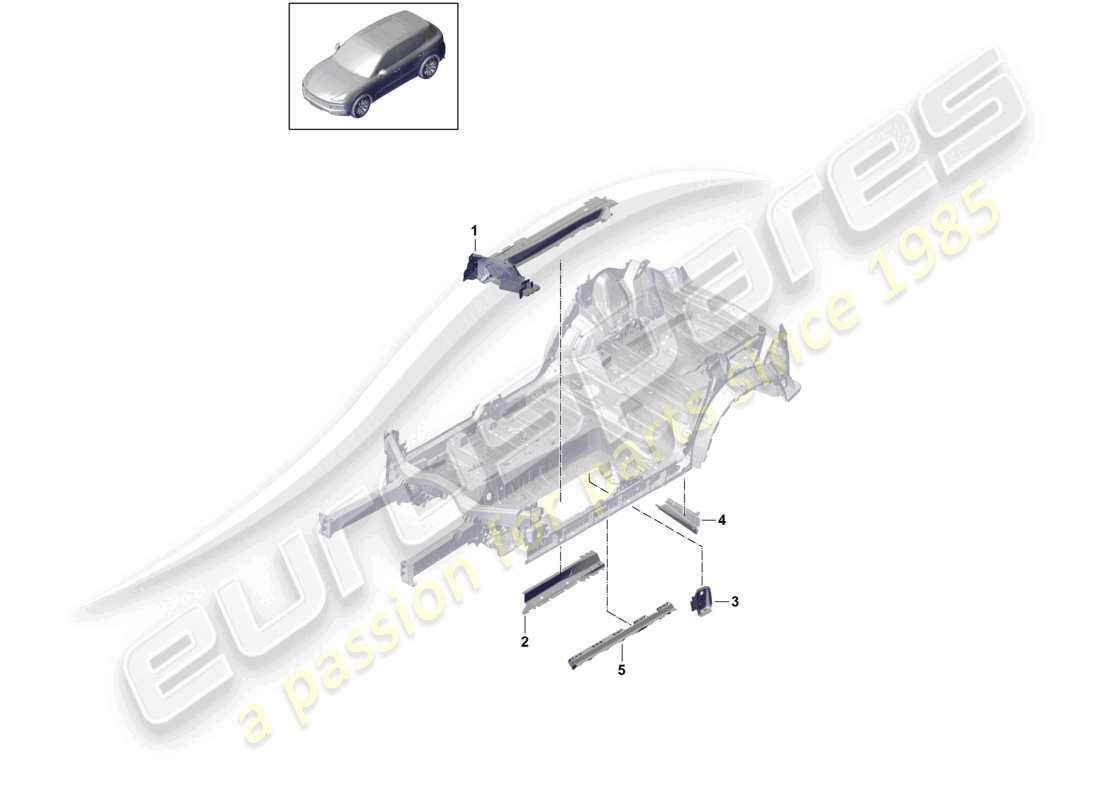 porsche 2024 (cayenne e3 9ya/9yb) längsträger teilediagramm